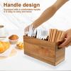 Wooded Kitchen Utensil Divider Storage Holder Removable Silverware Organizer with 3 Compartments Utensil Caddy for Household