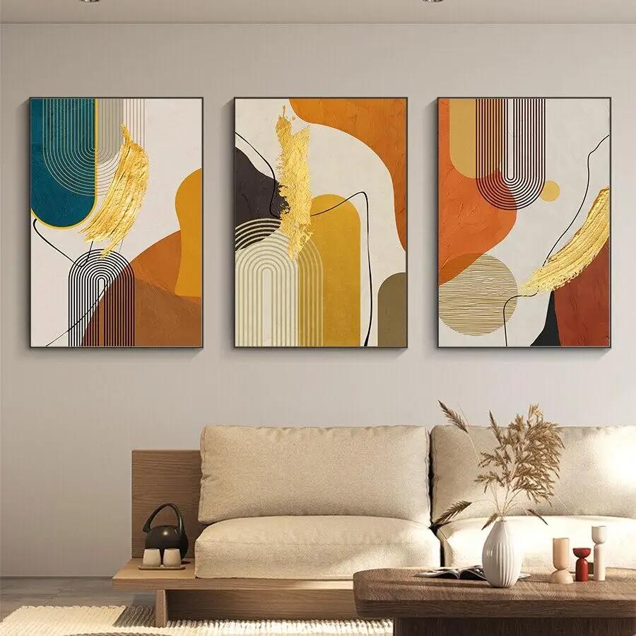 Geometrie Abstractă Modernă Agat Aur Efect Pictură în Ulei Artă de Perete Postere Imprimeuri Pictură pe Pânză Imagine pentru Dormitor Decor Acasă