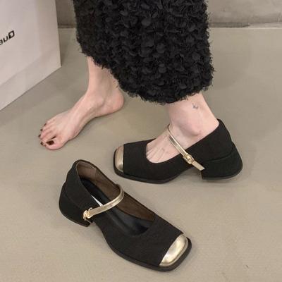 Fashion High Heel Mary Jane Shoes for Women Square Toe New 2024 Summer Thick Heel Elegant Shallow Buckle Strap Pumps Ladies Single Shoes