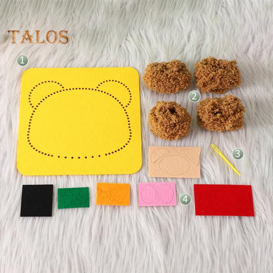 3Pcs Cartoon Animal Doll Embroidery Kit DIY Handmade Beginner Kids Adults Yarn Cat Rabbit Bear Craft Sewing Kit Toddlers Educational Weaving Toy