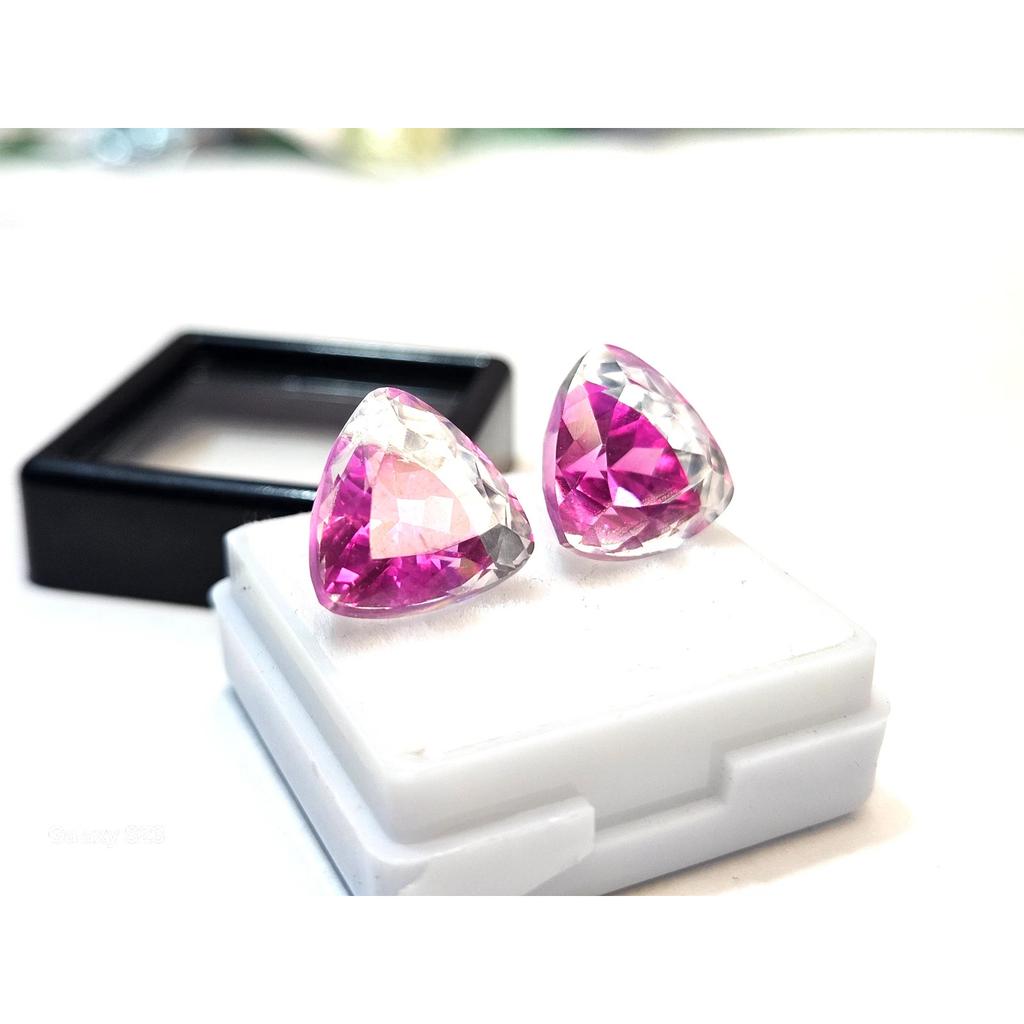 Bi-Color Pitambari Sapphire Certifiedloose Natural 19+ Ct Trillion Cut Gemstone