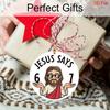 1pc/2pcs 67 Sign, JESUS Says 67 Pattern, Acrylic Pendant with Golden Rope, Party Holiday Decor, Window Pendant Decor, Decor Sign(No Electricity)