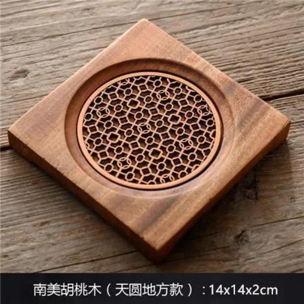 Traditionelles Nussbaum-Tee-Tablett Teekanne Teetasse Massivholz-Tablettmatte Büro Kaffeetassen-Tabletts Heim Teezeremonie-Zubehör