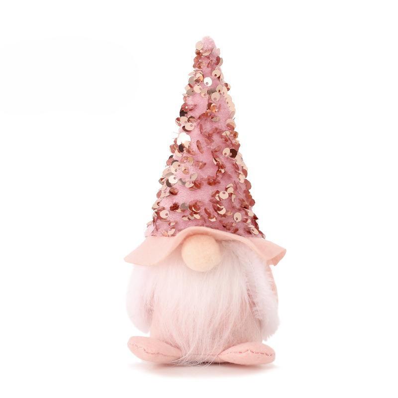 

Christmas Decoration Sequin Faceless Santa Claus Figurine, Home Christmas Small Gift розовый