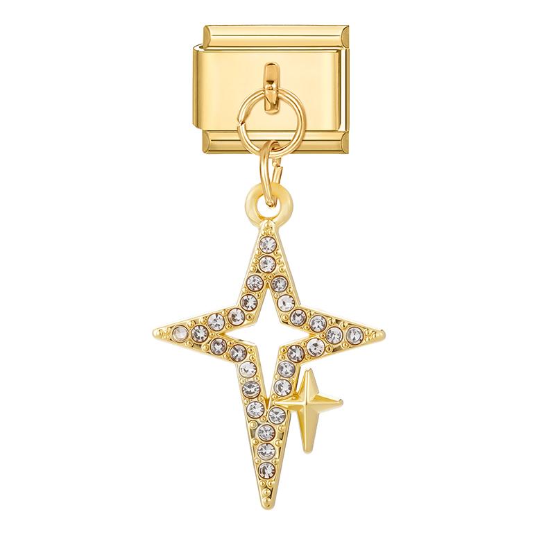 Gold Color Heart Lips Bow Knot Rose Swan Fishbone Pendant Charm Links Fit 9mm Stainless Steel Bracelet DIY Making Men Women Gift
