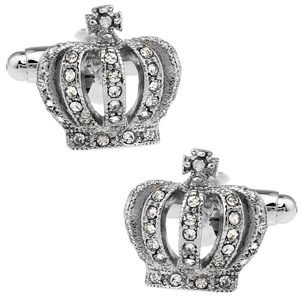 

Silver Crystal Crown Cufflinks Cufflinks Cufflinks n01597 &