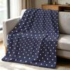 Blue Dots Flannel Blanket Warm Soft Halloween Christmas Couch Warm Cozy Decorative Decor Gift for All Season
