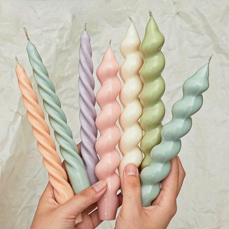 Spiral Long Pole Silicone Candle Mold DIY Geometry Round Candle Making Mould Handmade Home Decor