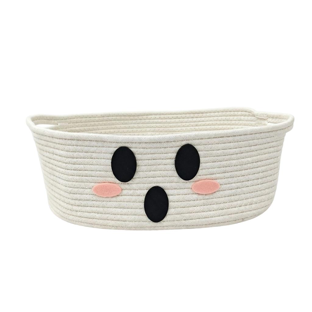 Halloween Cotton Rope Storage Basket with Handles for Candy and Snacks