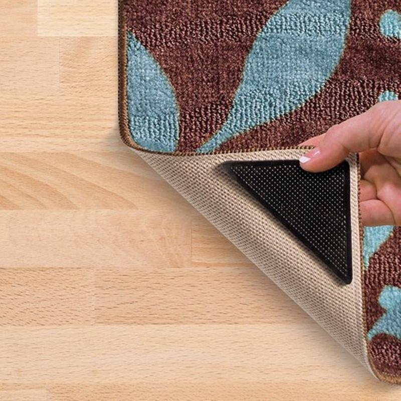4PCS Mat Grippers Non-Slip Rubber Sticker for Tile Hardwood Floors