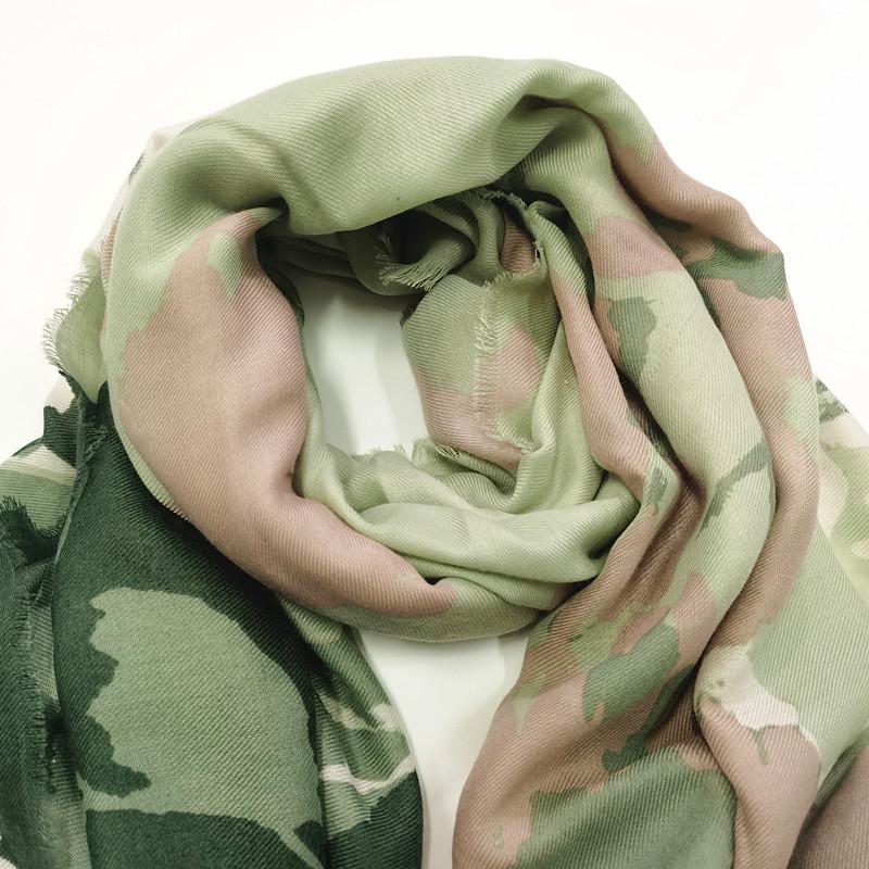 New Floral Patchwork Scarf - Twill Polyester Yarn, Screen Printed with Tassels