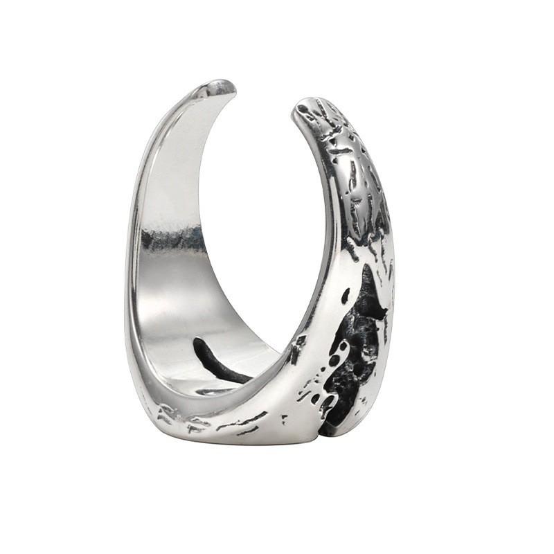 Adjustable Open Ring Men Women Vintage Hip Hop Geometric Crack Design Blue Sapphire Accent Plated