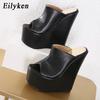 Fashion Eilyken New Summer Fashion Peep Toe Platform Wedge Women Slippers Sexy Super Heels Mules Sandals Shoes
