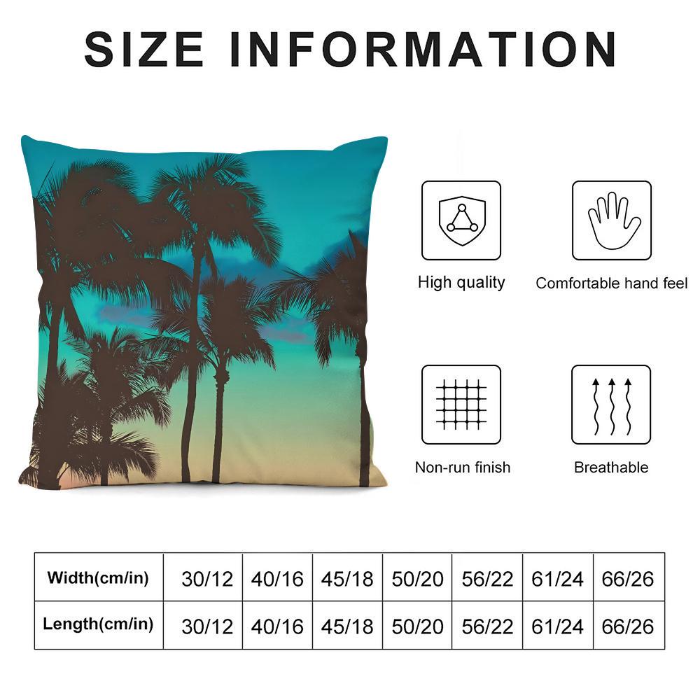 Tropical Scenery Cushion Cover Soft Plush Fabric Double-Sided Printed Sofa Cushion Cover For All Seasons Home Decor Gift