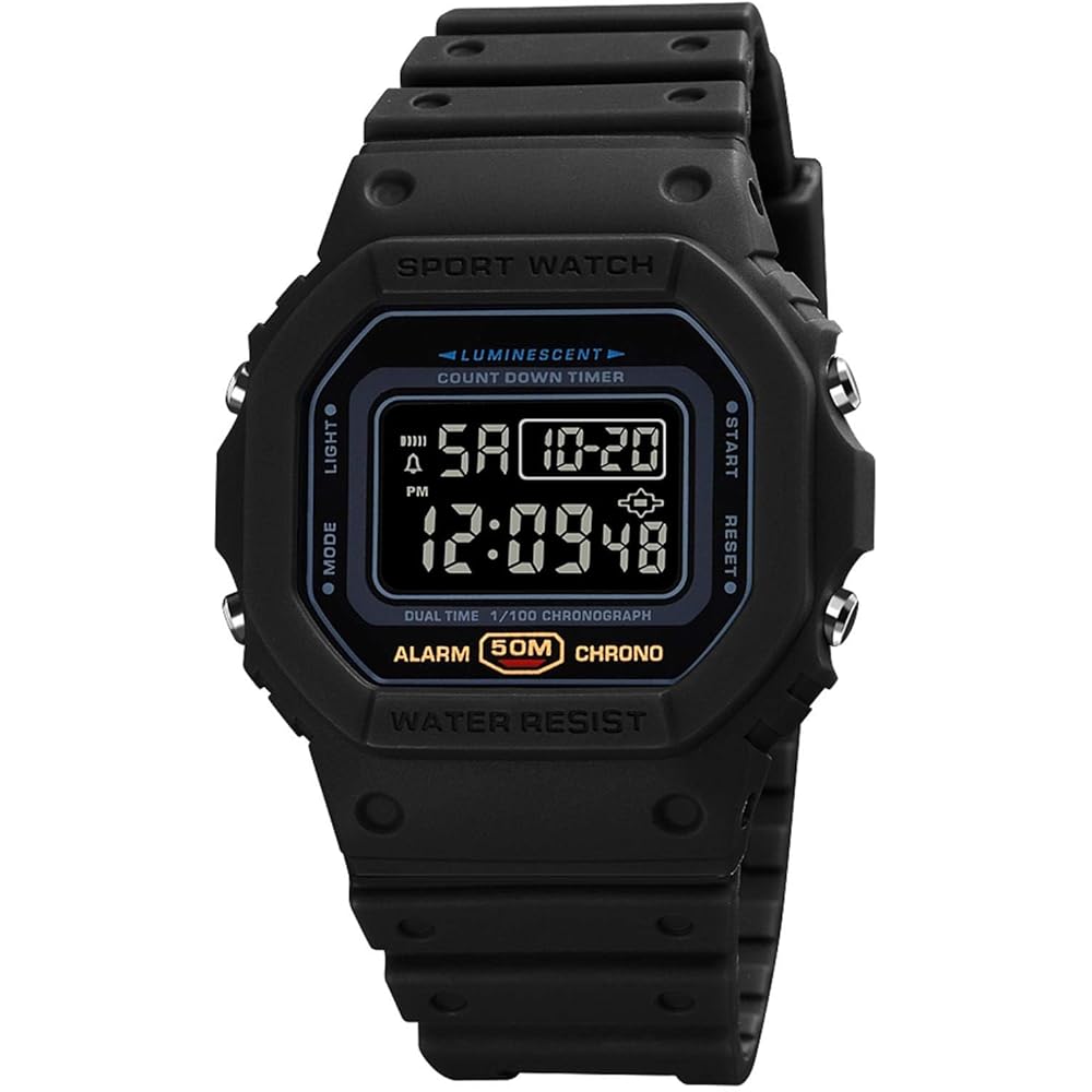 Loujin Men s Classic Digital Sports Watch Waterproof with Alarm Stopwatch Countdown LED Backlight Electronic Wristwatch