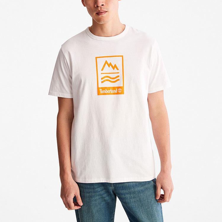 Timberland Casual Breathable Sports Short Sleeve Printed Crew Neck T-Shirt American Vintage Men Tops White A61NW-100