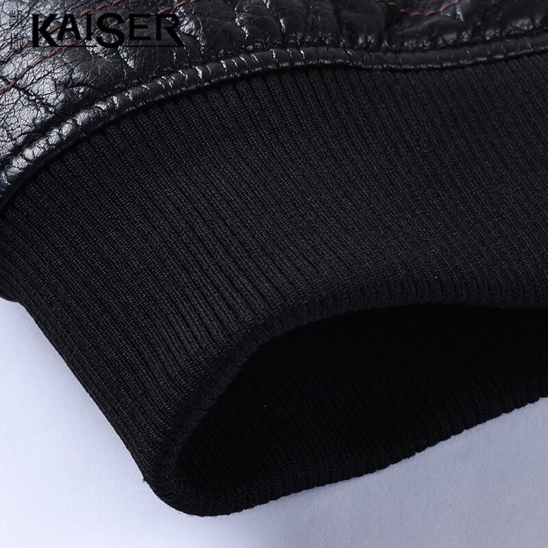 KAISER Men's Genuine Leather Lapel Motorcycle Jacket