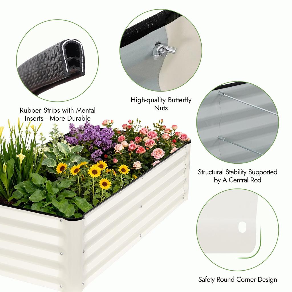 Galvanized Steel Elevated Planter Box for Vegetables and Flowers