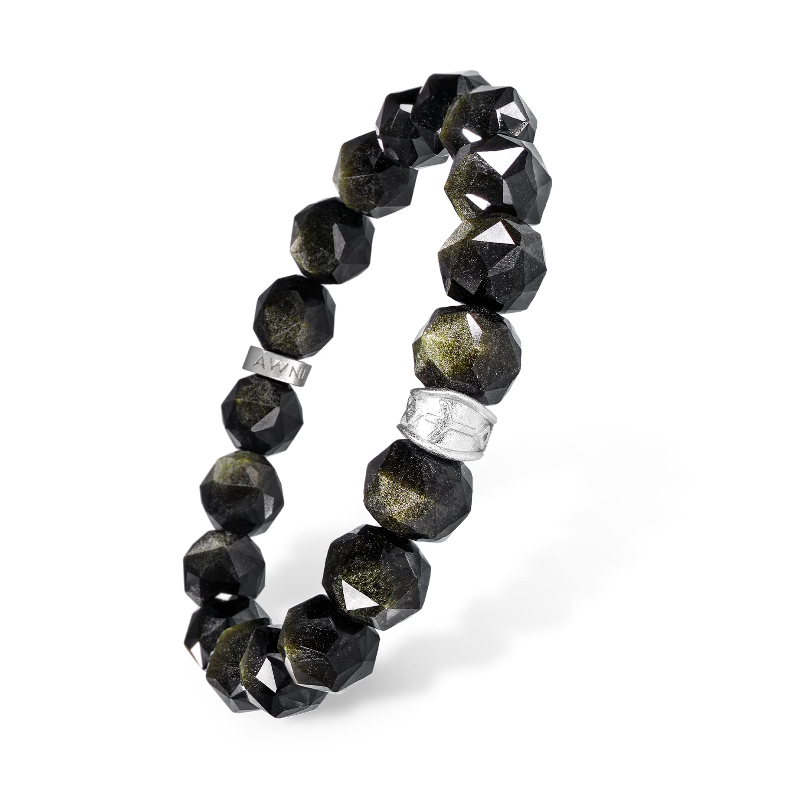 

Golden Obsidian Rune Engraving Bead Bracelet Gift for Men [AWNL] Men s - (15-16cm)