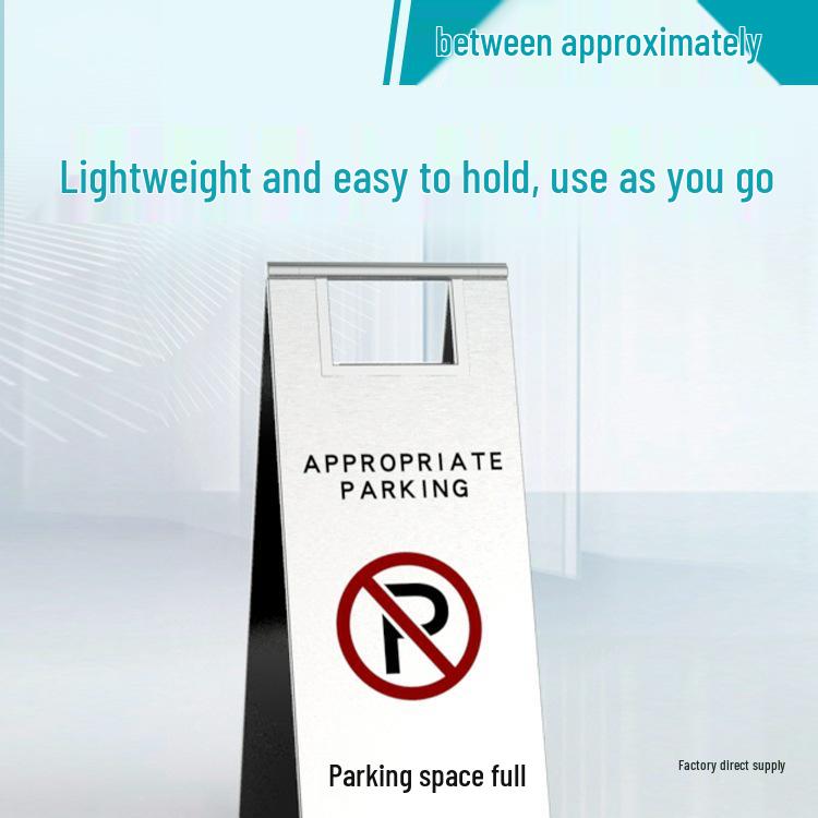 Stainless Steel No Parking, Caution Slippery, A-Frame Folding Sign