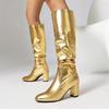 Gold Silver High Boots For Women Shoes 2025 Sexy Luxury High Heels Winter Women's Knee High Boots Chelsea Long Party Shoes Lady