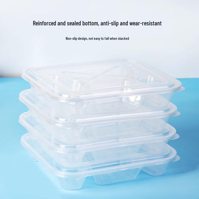 Disposable 5-Compartment Rectangular Plastic Lunch Boxes