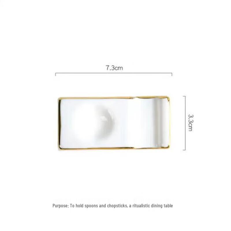 Taisun Gold-Rimmed Pure White Ceramic Chopstick Rest