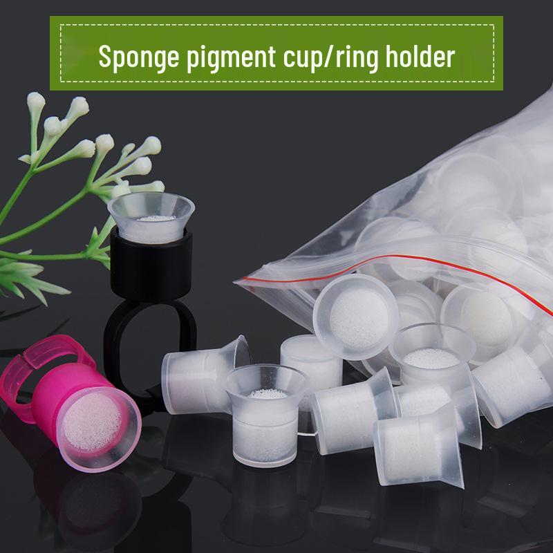 

Semi-Permanent Microblading Ring Cup with Sponge for Tattoo Pigment: Eyebrow & Lip Disposable Tool Sponge Ring Cup (Black)