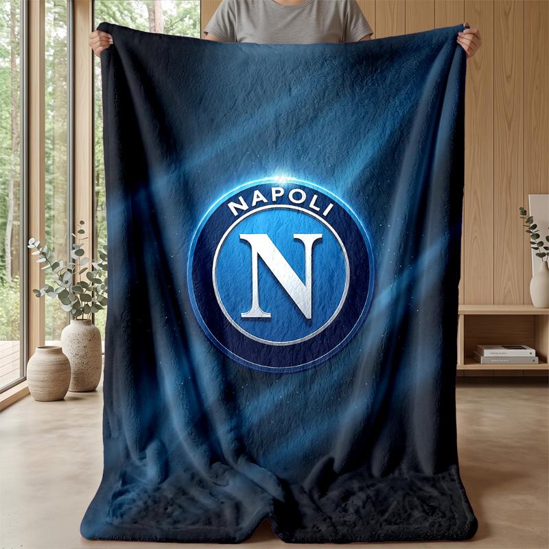 Coperta in Pile di Flanella Morbida Napoli FC Leggera Accogliente Calda Coperta da Lancio per Divano Letto Decorazione per la Casa