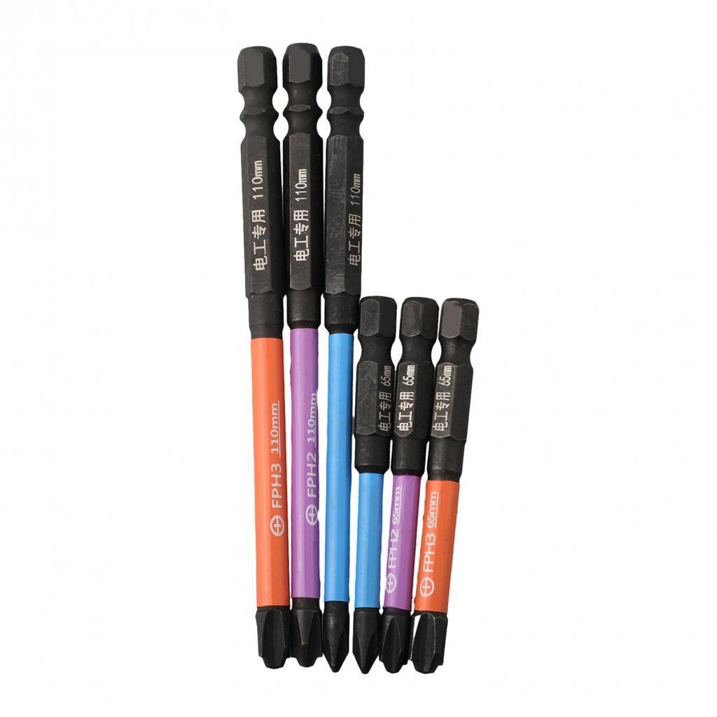 65mm/110mm Screwdriver Bits 6pcs 6x Alloy Steel HRC63 Hardness