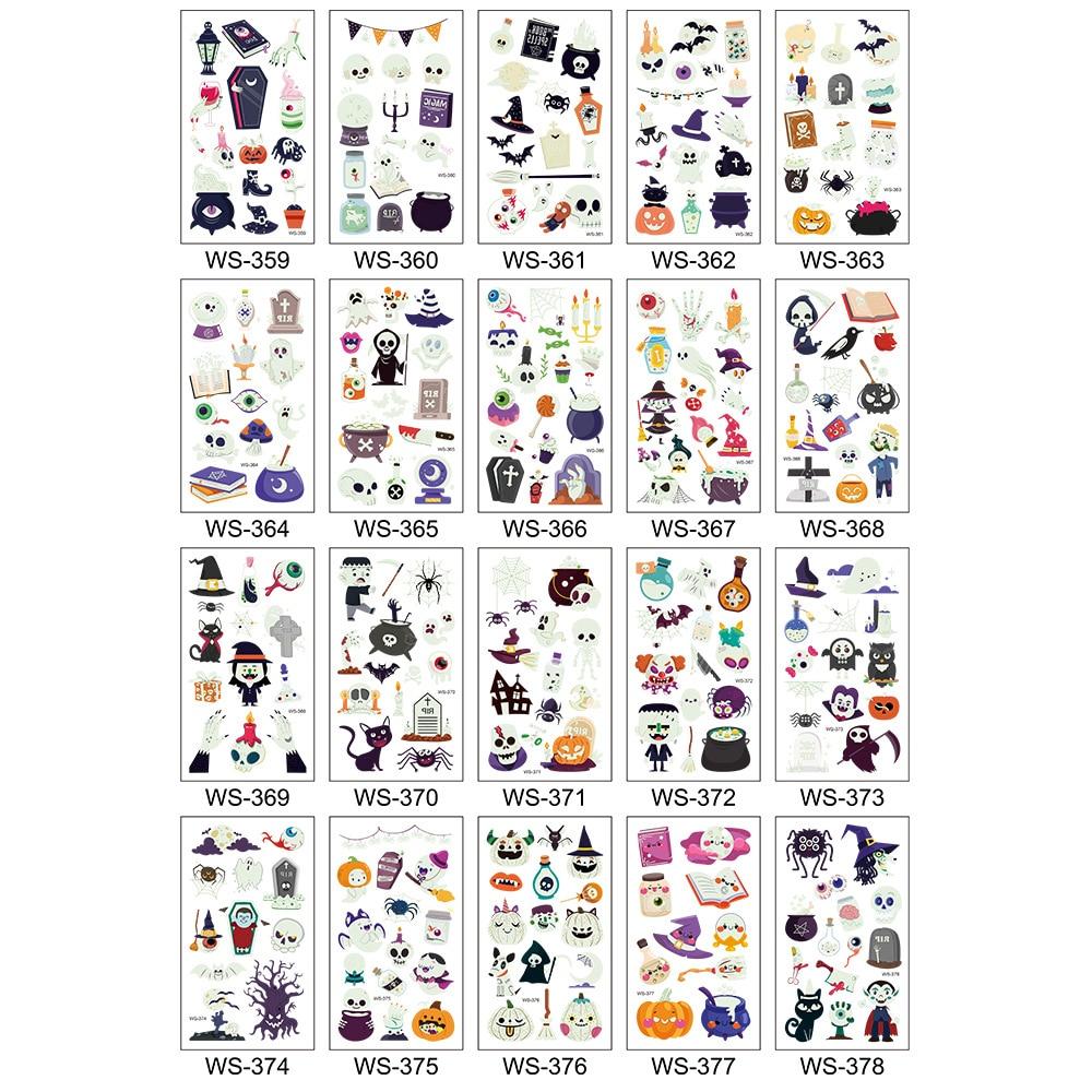 1pc Luminous Tattoo Ghost Taty Fake Tattoo Glowing In Dark Waterproof Temporary Tattoo Stickers Halloween Party for Kids