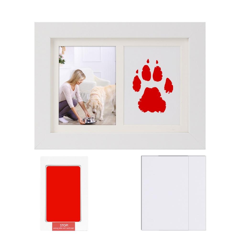 Clean-Touch Ink Pad Pet Paw Print Kit Wooden Paw Print Photo Frame  for Pet Lovers