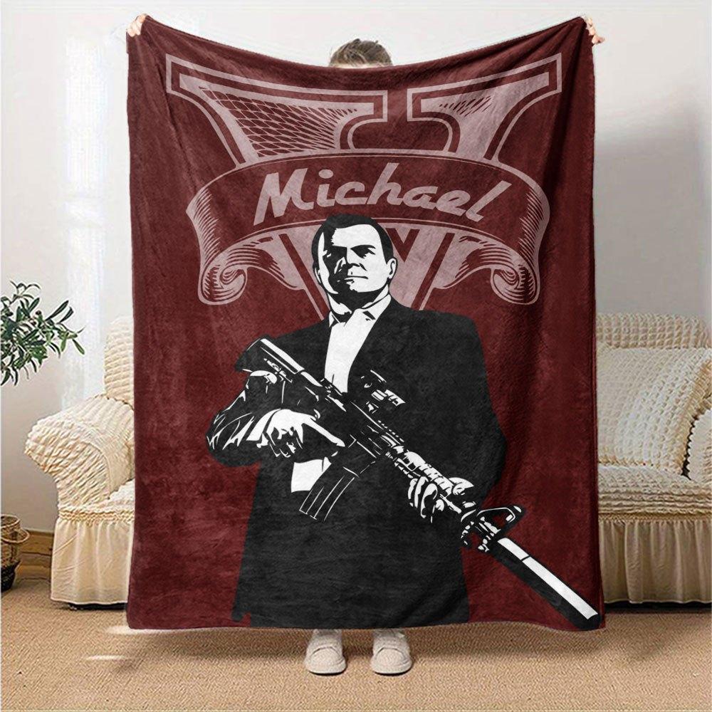 1pc Grand Theft Auto Soft Flannel Blanket with Designer Print A cozy blanket for all seasons, perfect for the couch, bed, office