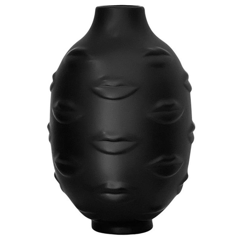 

AS60-Artistic Face Lip Potted Plants White Pottery Vase Dry Flower Insert Artist Residence Decorative Ornaments чорний