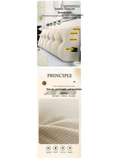 Corduroy Triangle Headboard Cushion - Soft Upholstery, Large Washable Lumbar & Backrest Pillow for Double Bed