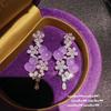 Madagascar Purple Chalcedony Gourd Dangle Earrings - New Chinese Style Floral Design