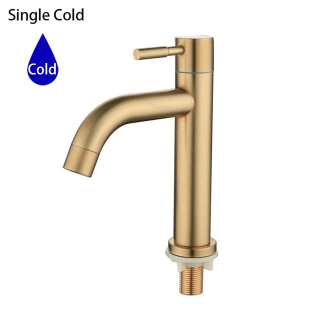 

ULA Single Холодная вода кран для раковины матовый золотой кран для раковины из нержавеющей стали водопад кран для ванной комнаты кран для умывальника золотой