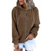 Felpa con cappuccio da donna alla moda calda in pile tinta unita con tasca con cerniera giacca casual