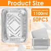 50set Aluminum Foil Pans with Lids Disposable Thickened Food Container BBQ Tray Non-Stick Packing Boxes Kitchen Baking Tool
