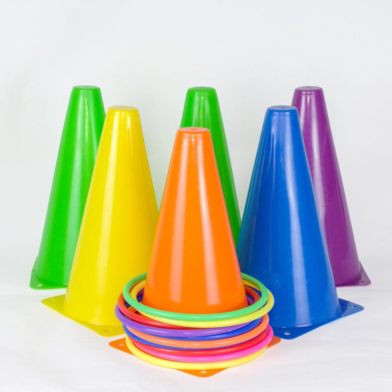 Seven-Color Plastic Marker Cones and Rings for Outdoor Sports Training