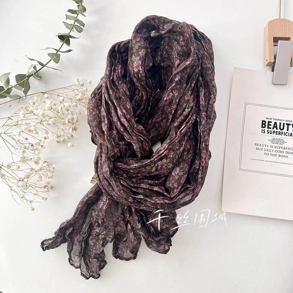 Spring And Summer New Thin Breathable Touch Scarf Women S Artistic Sunscreen Shawl Versatile Japanese Floral 180cm