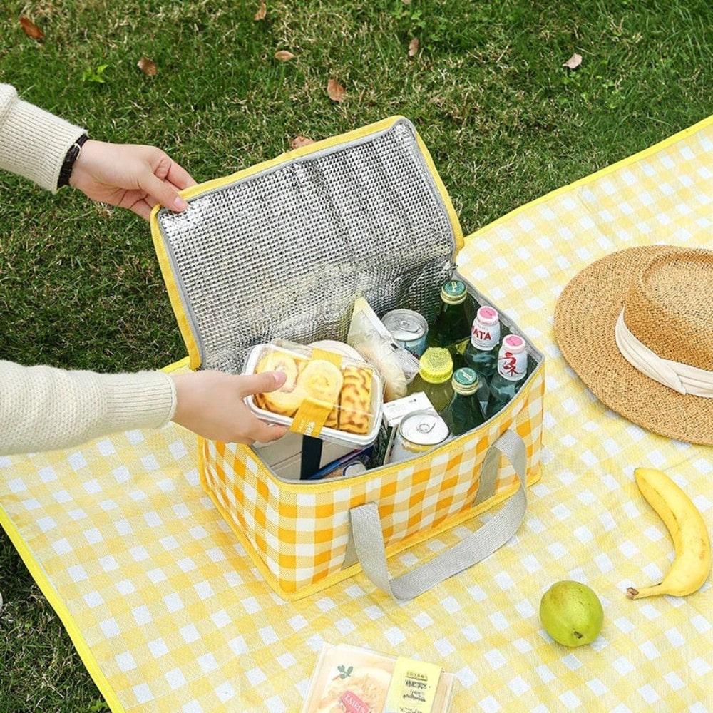 Outdoor large-capacity picnic bag, camping picnic basket, travel picnic bag, portable bento bag, thermal insulation bag