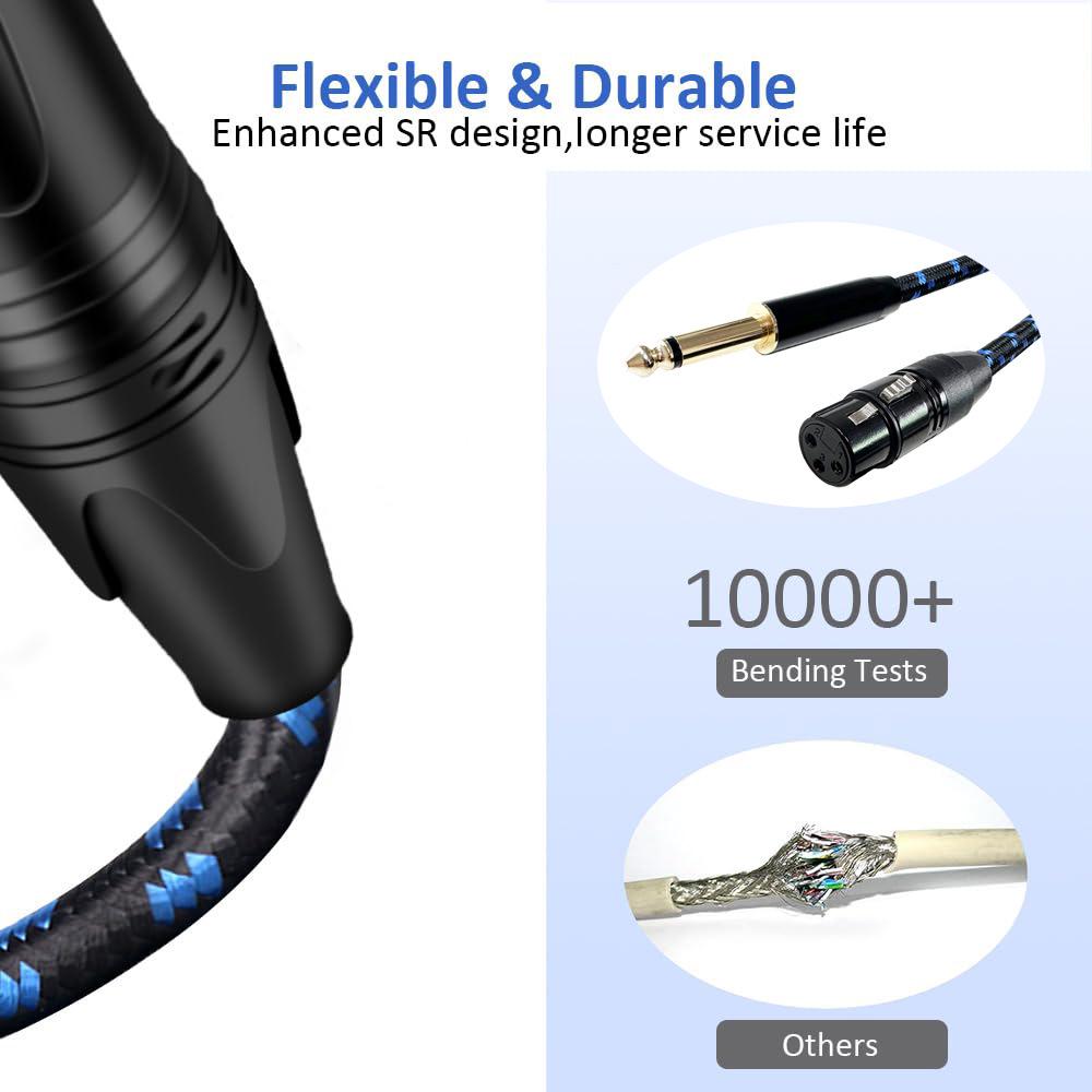 Kabel Mikrofonowy Zbalansowany 6,5 mm Dual Core do XLR Żeński