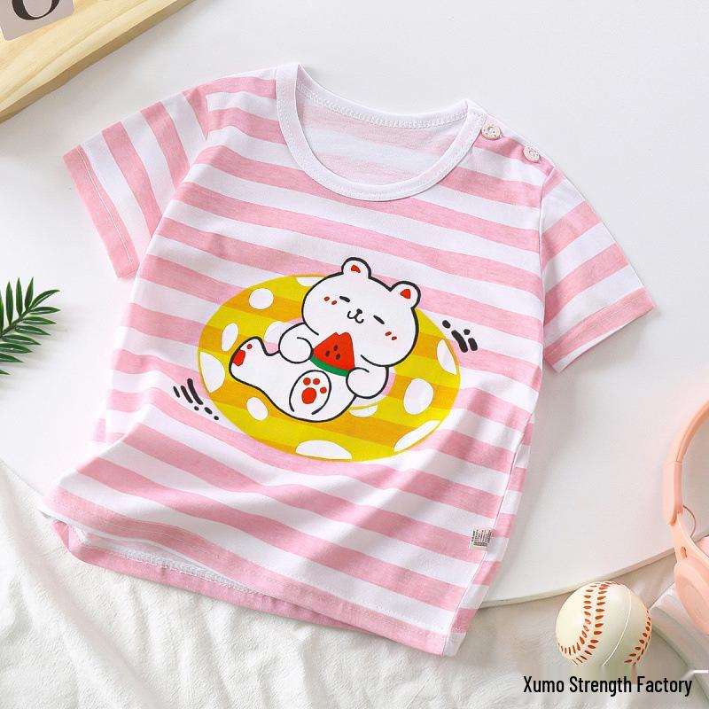 Kids' Cartoon Short Sleeve T-Shirt: Korean Style for Boys and Girls