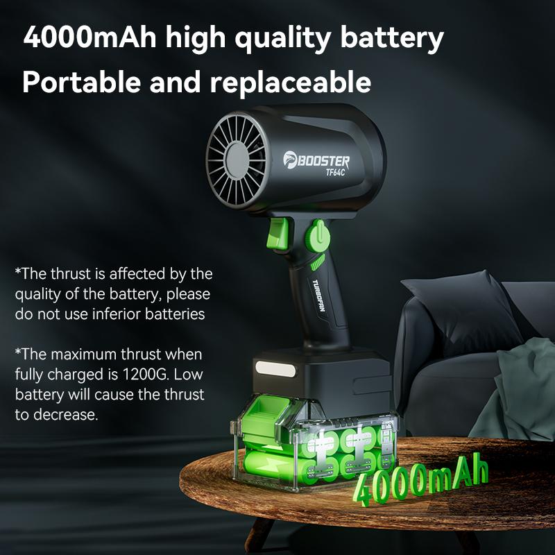 Booster Turbo Fan Blade Blower 45000RPM Infinitely Variable Speed 1200g Strong Thrust Longer Endurance Replaceable Battery High-Power Strong Wind