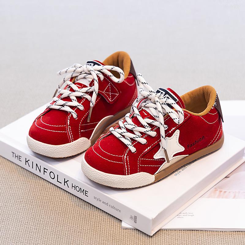 Retro Sports Shoes Autumn New Children's Board Shoes Fashion Polish Stars Small Dirty Shoes Soft Sole Boys and Girls Casual Shoes