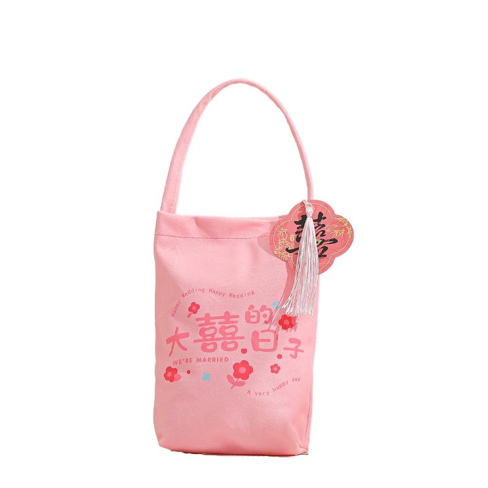 Traditional Canvas Wedding Candy Bag Tassels Drawstring New Year Gifts Bag Spring Festival Flower Chinese Style Handbag Party