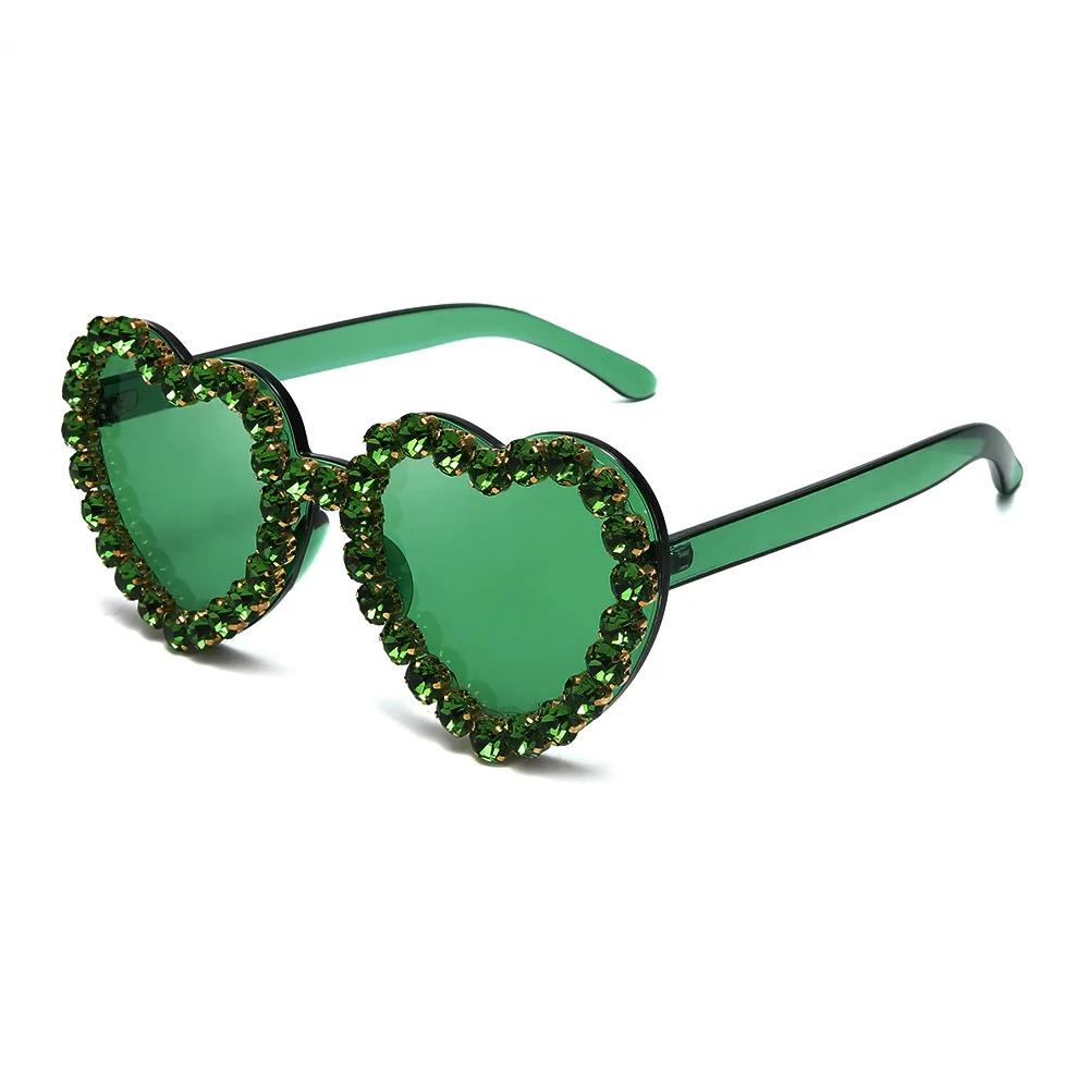 

Fashion Irish Shamrock Sunglasses Green Four Leaf Clover Leprechaun Costume Glasses St. Patrick S Day Rimless Decor Sun Glasses