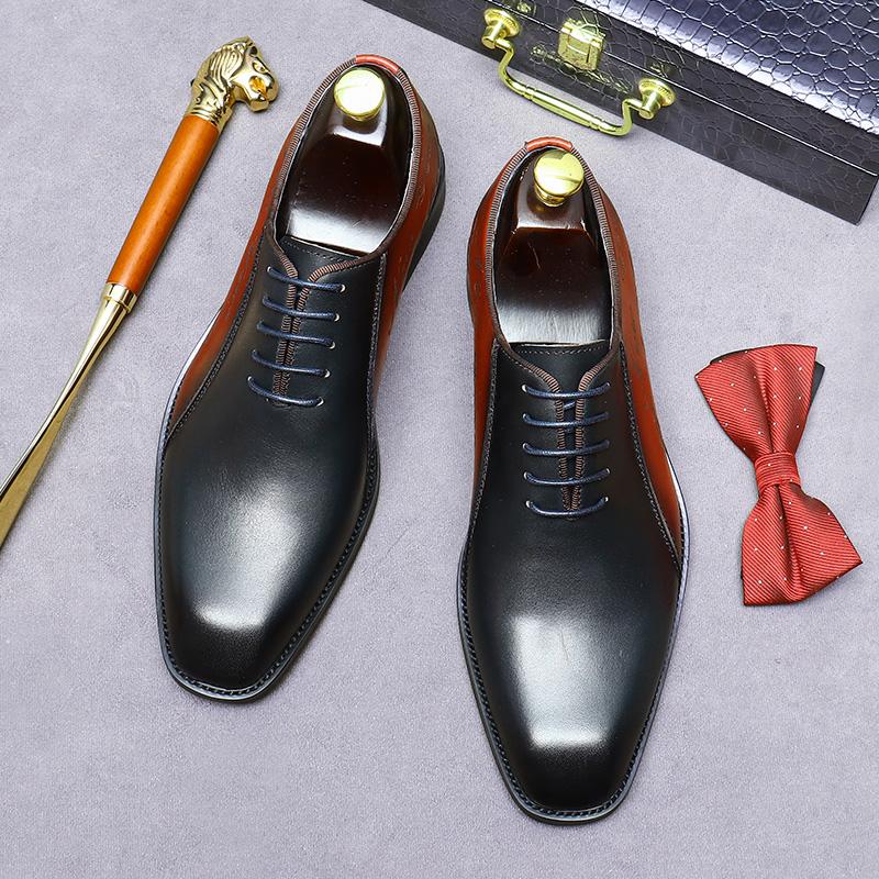 Fashion Handmade Office Shoes Vintage Design Oxford Men Dress Shoes Formal Business Lace-up Full Grain Real Leather Shoes for Men