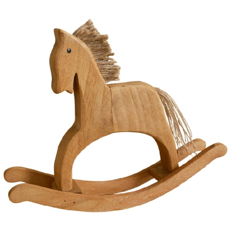

Antique Small Wood Rocking Horse Figurine Carved Tabletop Collectible Ornament For Living Room and Nursery Decoration L